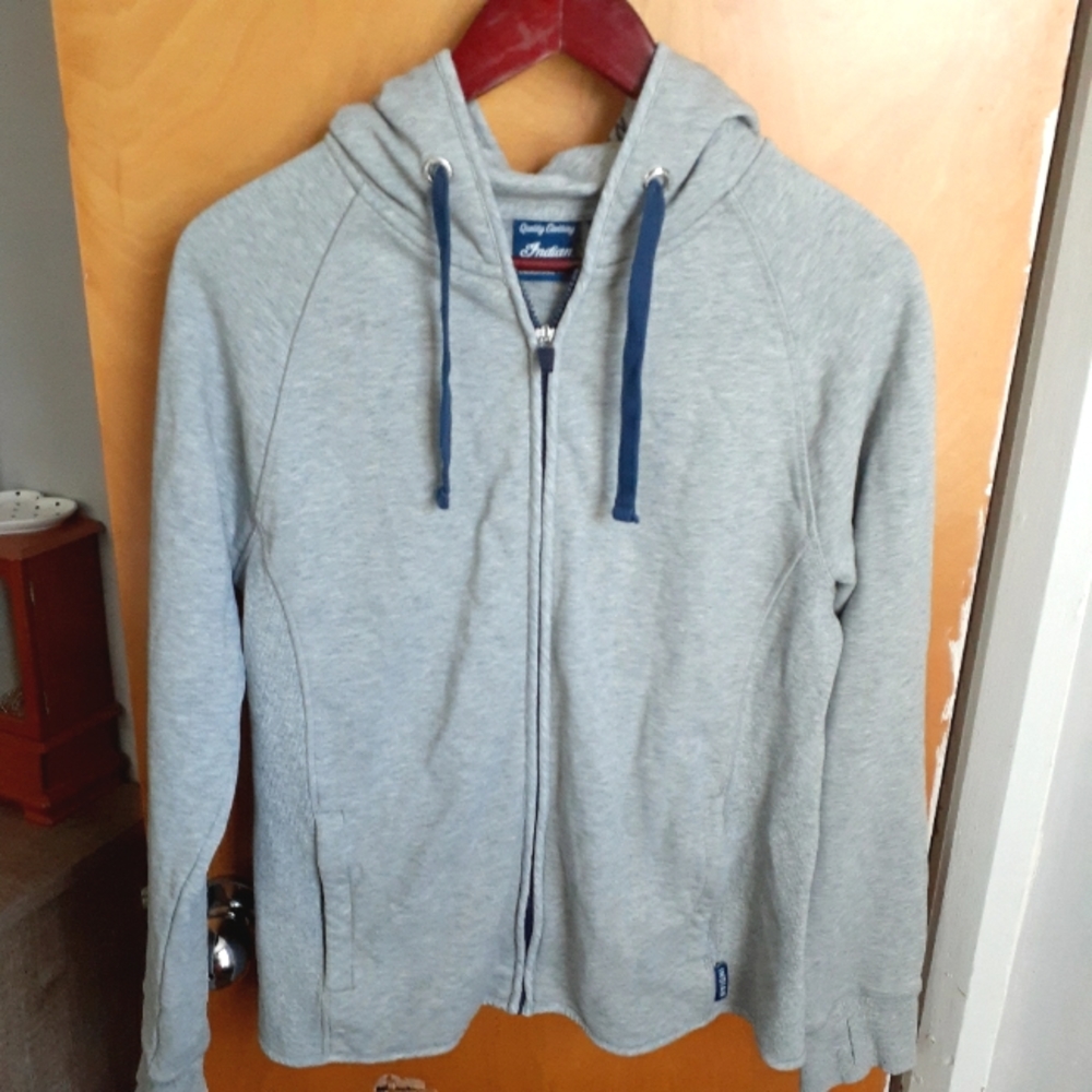 Indian Motorcycle Zip Up Hoodie Size Large Gray
